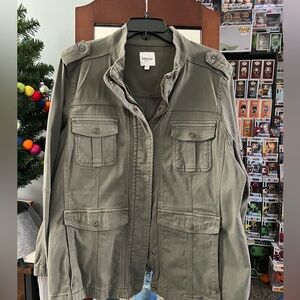 kensie Jeans for Women Green Lightweight Zip-Up Utility Jacket 1X